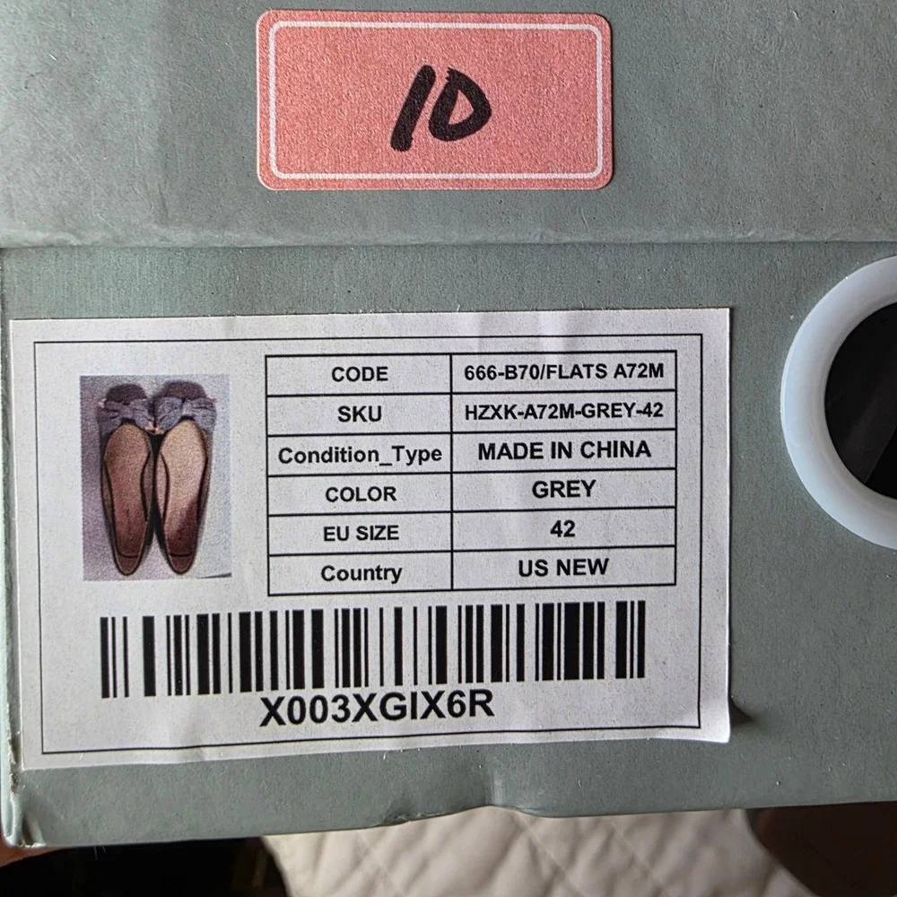 C.Paravano Metallic Bow Ballerina Ballet Flats Grey Bow Womens 42 11 New